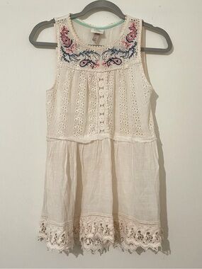 Knox Rose Cream Top with Navy and Teal Embroidery